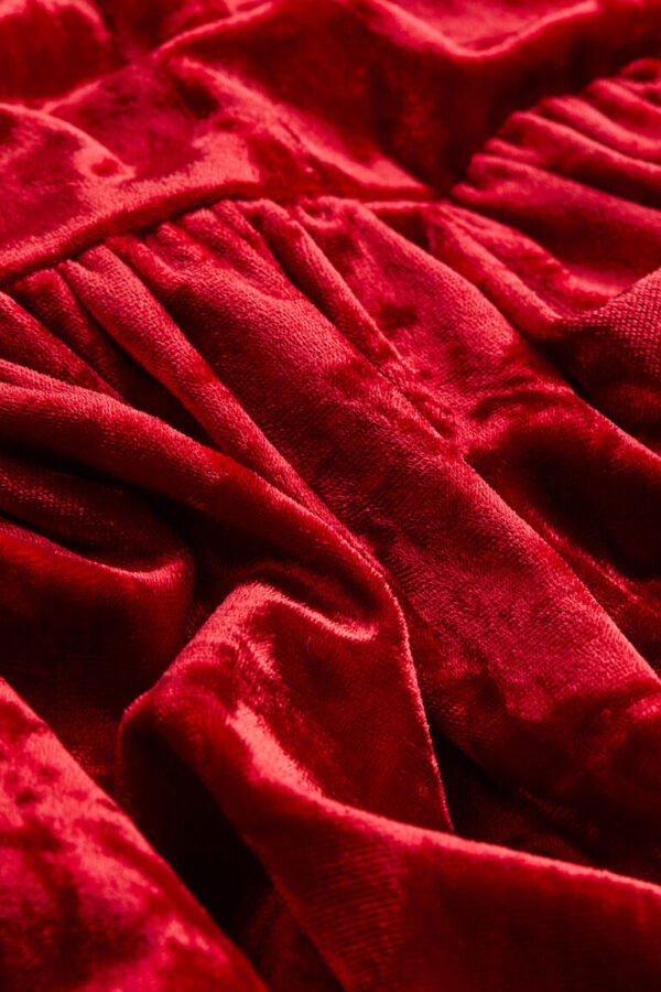 Collared Velour Dress Red - Image 4