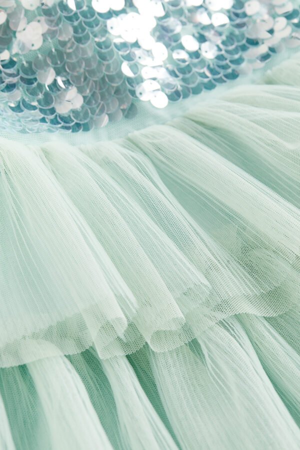 Sequined Tulle Dress Green - Image 4