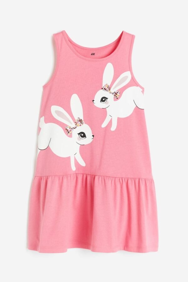 Printed Cotton Dress Pink H&M - Image 2