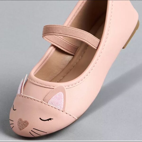 Cat Face Embellished Ballerina Shoes with Elasticated Strap Maxfashion - Image 2